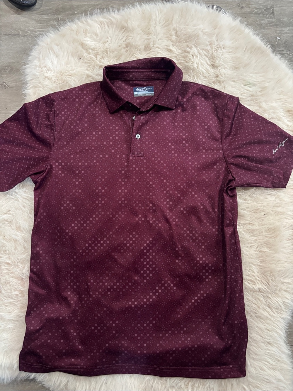 Ben Hogan Maroon Polo with Micro Dot Pattern